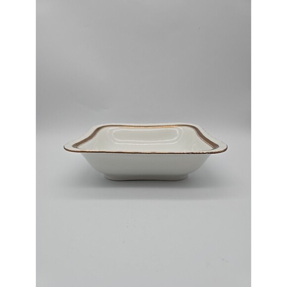 Rorstrand Sweden Large Square Porcelain Bowl #521 Gold Ribbon Pattern 8.5" - Picture 3 of 8